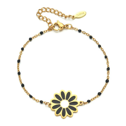 Sweet Daisy Stainless Steel Enamel Plating Bracelets