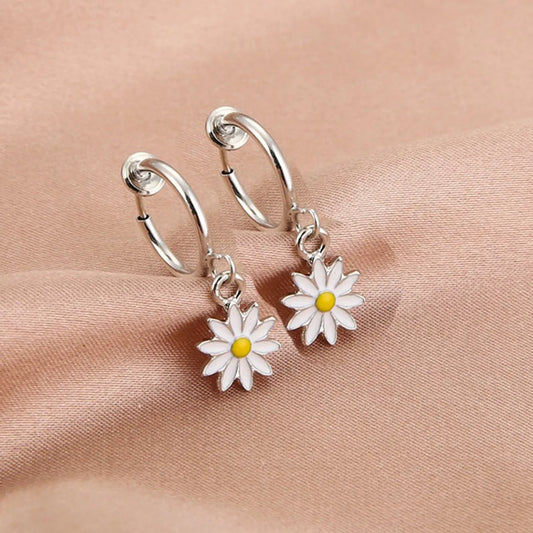 Sweet Daisy Stainless Steel Hoop Earrings Stainless Steel Earrings