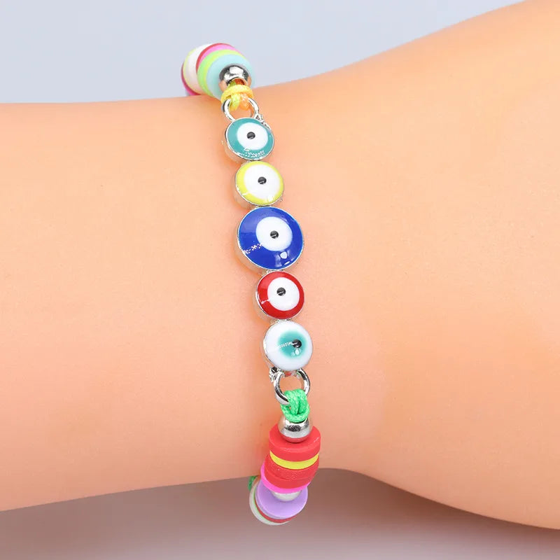 Sweet Devil'S Eye Alloy Soft Clay Beaded Kid'S Women'S Bracelets