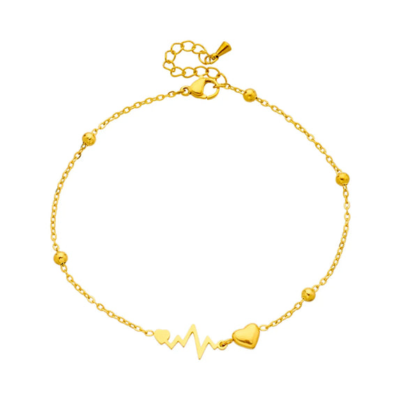 Sweet Electrocardiogram 304 Stainless Steel Plating 18K Gold Plated Women's Anklet