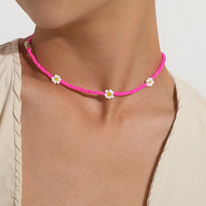 Sweet Flower Alloy Beaded Choker