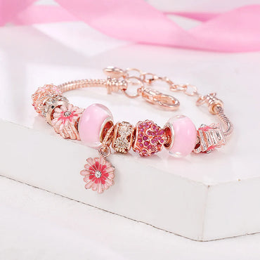 Sweet Flower Alloy Copper Enamel Rhinestones Women's Bracelets