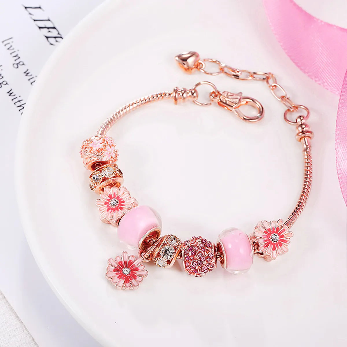 Sweet Flower Alloy Copper Enamel Rhinestones Women's Bracelets