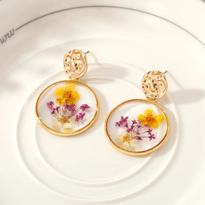 Sweet Flower Alloy Epoxy Women's Drop Earrings 1 Pair