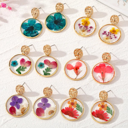 Sweet Flower Alloy Epoxy Women's Drop Earrings 1 Pair