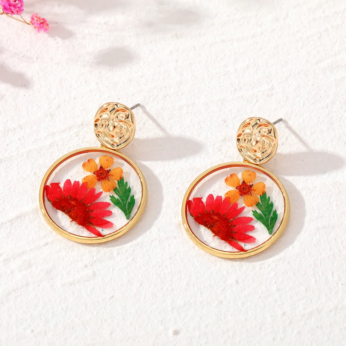 Sweet Flower Alloy Epoxy Women's Drop Earrings 1 Pair