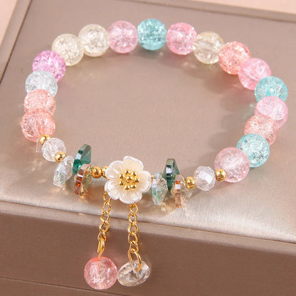 Sweet Flower Alloy Glass Wholesale Bracelets