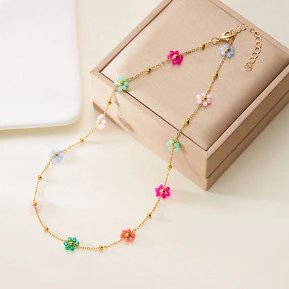 Sweet Flower Alloy Glass Women'S Jewelry Set