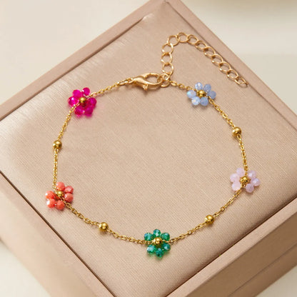 Sweet Flower Alloy Glass Women'S Jewelry Set