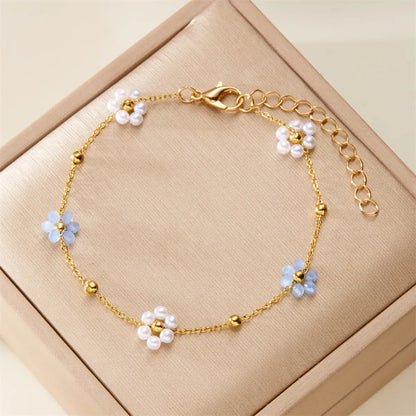 Sweet Flower Alloy Glass Women'S Jewelry Set