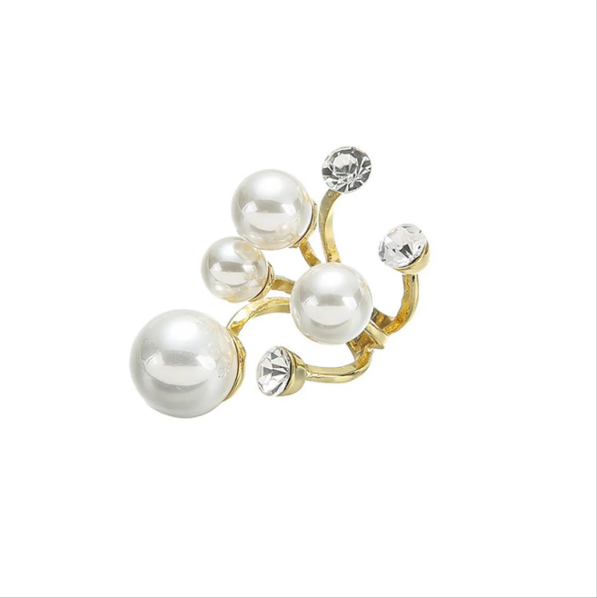 Sweet Flower Alloy Inlay Artificial Pearls Artificial Diamond Women's Open Rings