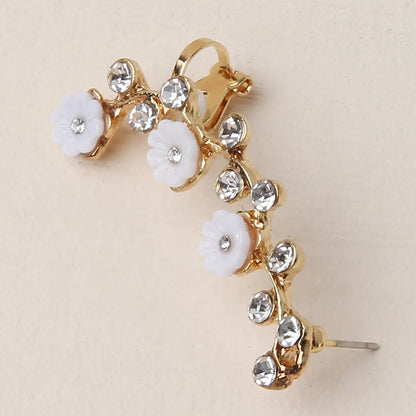 Sweet Flower Alloy Inlay Rhinestones Women'S Ear Clips