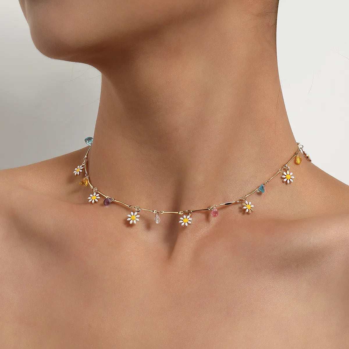 Sweet Flower Alloy Plating Choker