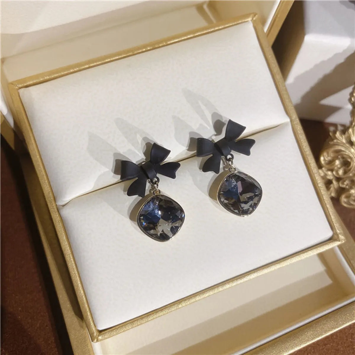 Sweet Flower Alloy Plating Inlay Artificial Gemstones Unisex Drop Earrings