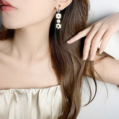 Sweet Flower Alloy Plating Women's Drop Earrings