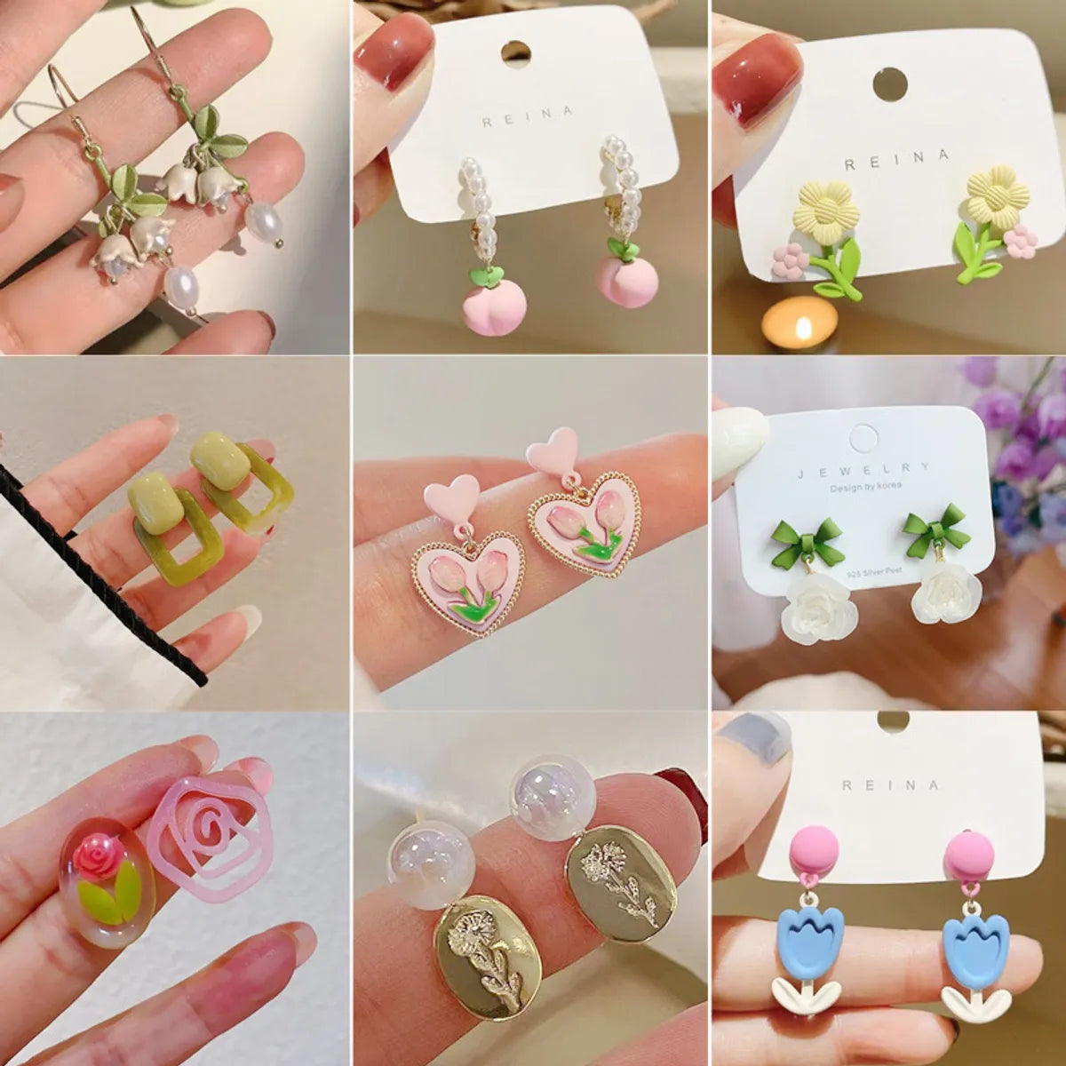 1 Pair Sweet Flower Plating Alloy Earrings