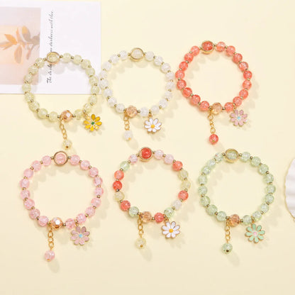 Sweet Flower Artificial Crystal Beaded Women'S Bracelets 1 Piece