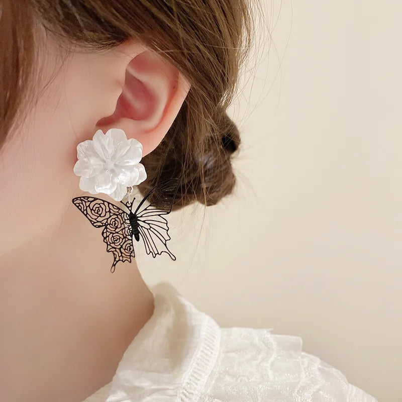 Sweet Flower Butterfly Alloy Plating Women'S Drop Earrings