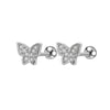 1 Pair Sweet Flower Butterfly Titanium Steel Rhinestones Ear Studs