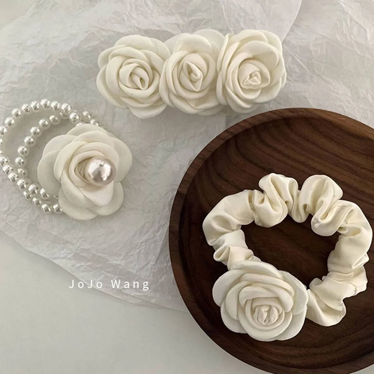 Sweet Flower Cloth Epoxy Hair Clip Hair Tie 1 Piece