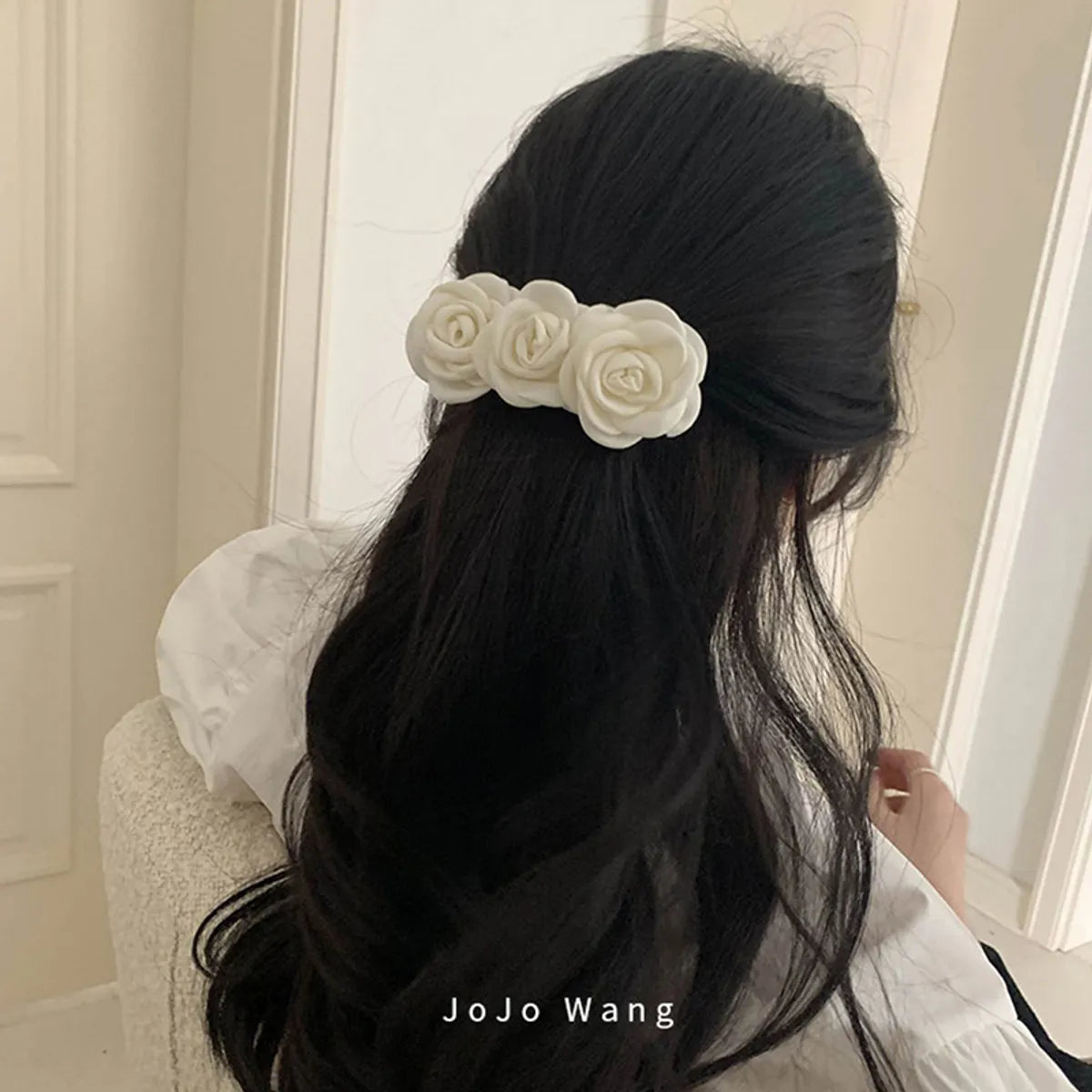 Sweet Flower Cloth Epoxy Hair Clip Hair Tie 1 Piece