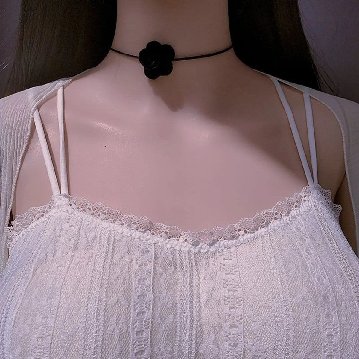 Sweet Flower Cloth Leather Rope Women's Choker