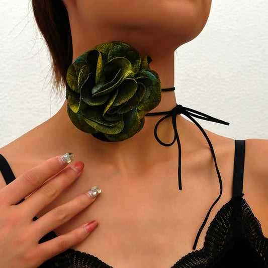 Sweet Flower Cloth Rope Women'S Choker