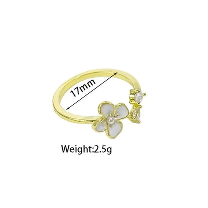 Sweet Flower Gold Plated Alloy Wholesale Open Rings