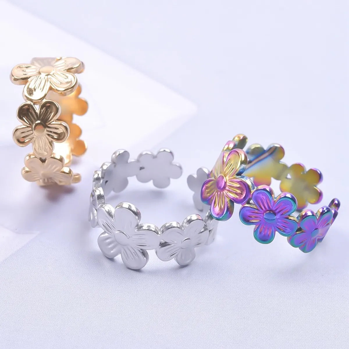 Sweet Flower Metal Wholesale Open Ring