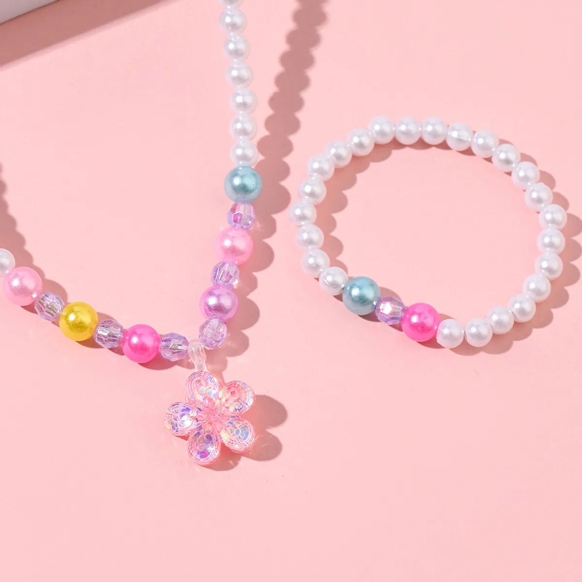 Sweet Flower Plastic Handmade Artificial Pearls Pendant Necklace Bracelets