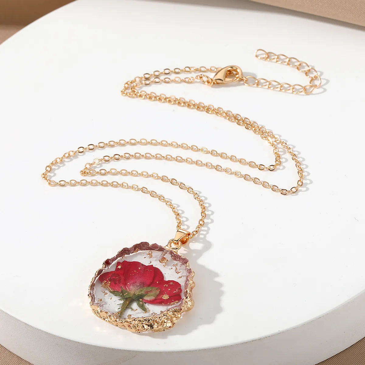 Sweet Flower Plastic Resin Epoxy Women'S Pendant Necklace