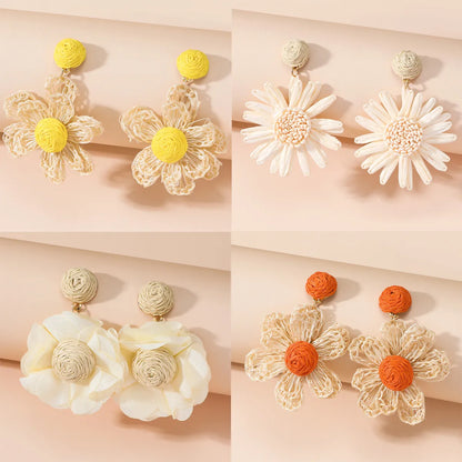 Sweet Flower Polyester Women's Drop Earrings