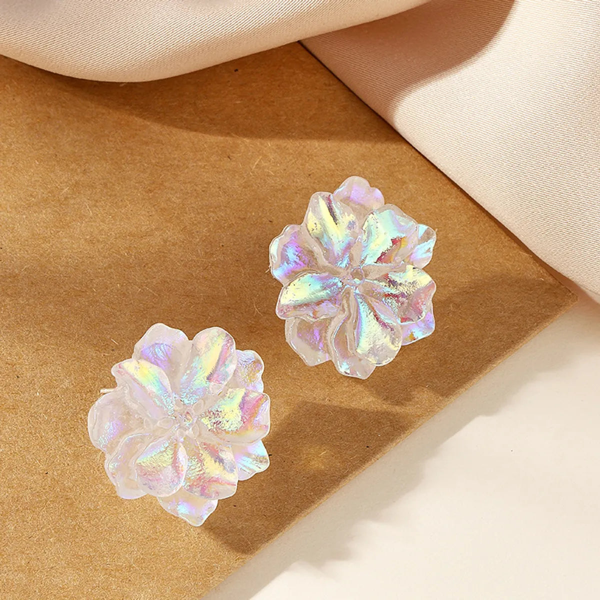 1 Pair Sweet Flower Plating Resin Ear Studs