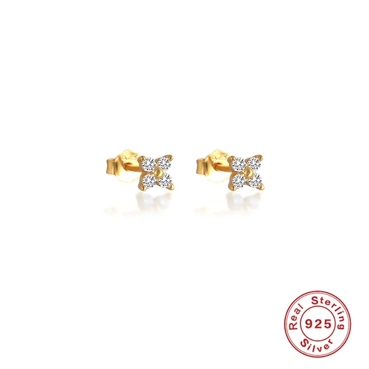 Sweet Flower S925 Sterling Silver Plating Inlay Zircon Ear Studs 1 Pair