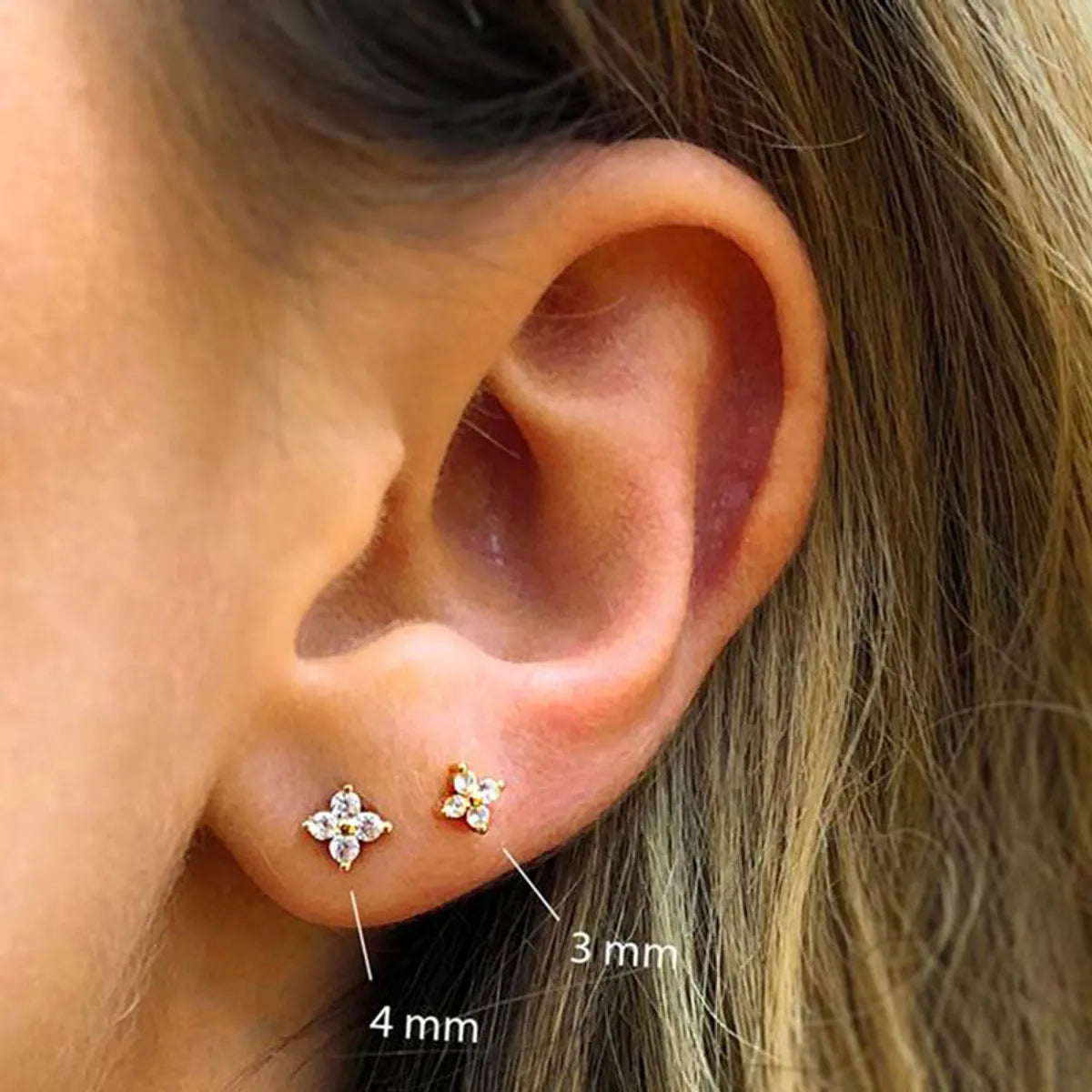 Sweet Flower S925 Sterling Silver Plating Inlay Zircon Ear Studs 1 Pair