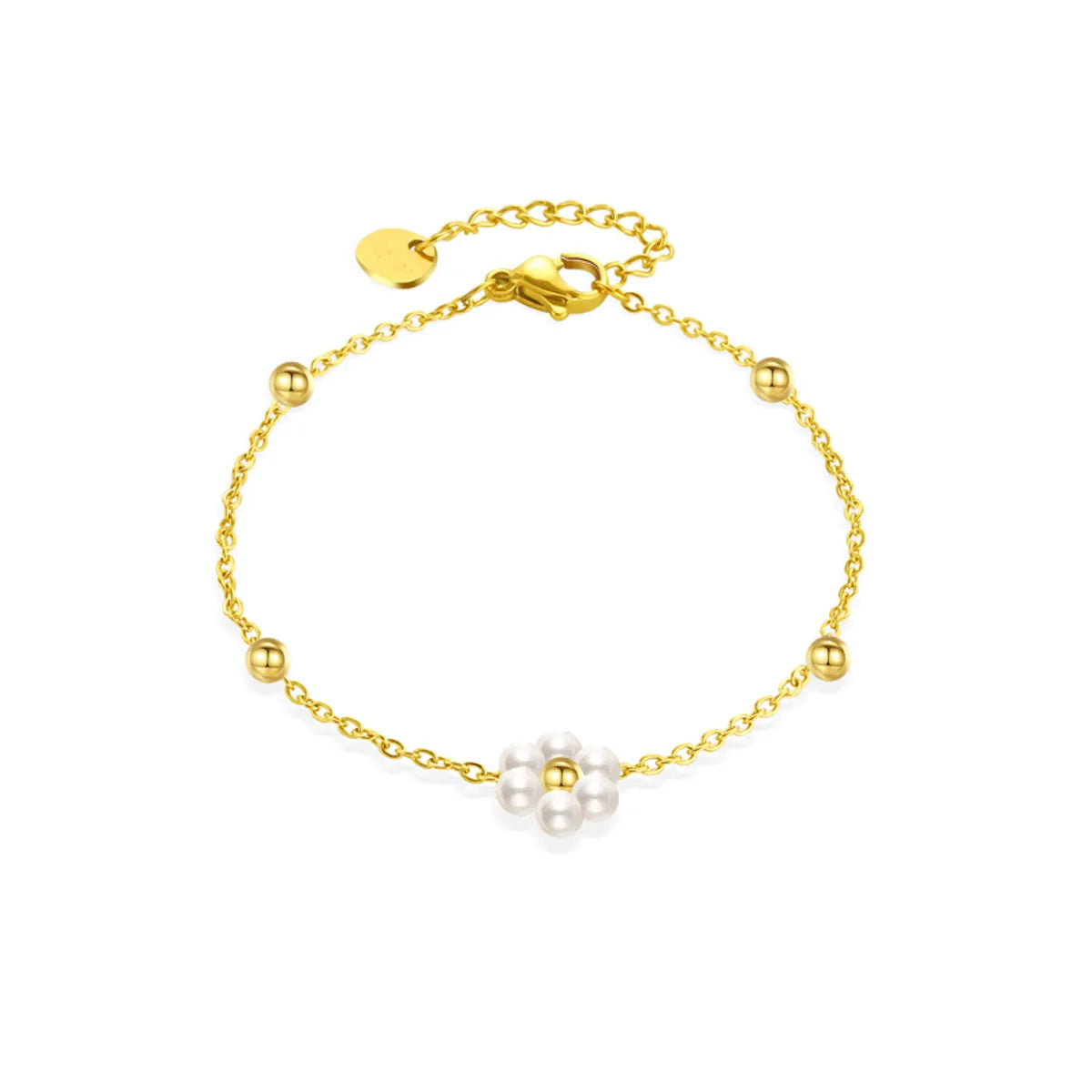 Wholesale Sweet Flower Stainless Steel Beaded Plating Inlay 14k Gold Plated Freshwater Pearl Bracelets Necklace