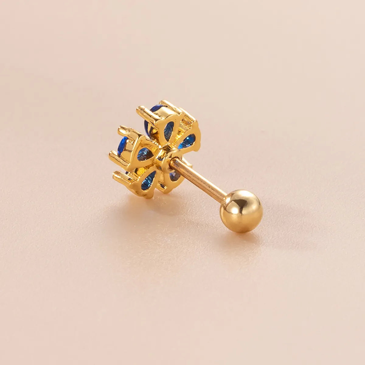 Sweet Flower Stainless Steel Plating Zircon Ear Studs 1 Piece