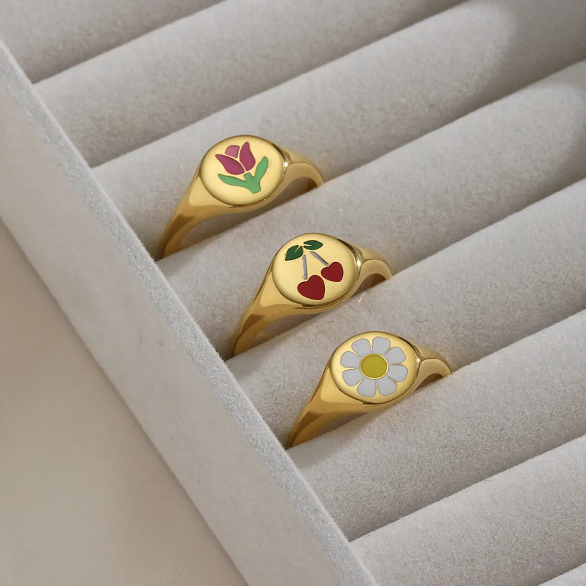 Sweet Flower Stainless Steel Rings Plating Stainless Steel Rings