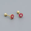 Sweet Flower Plating Sterling Silver Turquoise Rhinestones Ear Studs