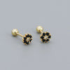 Sweet Flower Plating Sterling Silver Turquoise Rhinestones Ear Studs