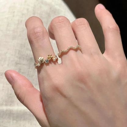 Sweet Flower Sterling Silver Flowers Open Rings