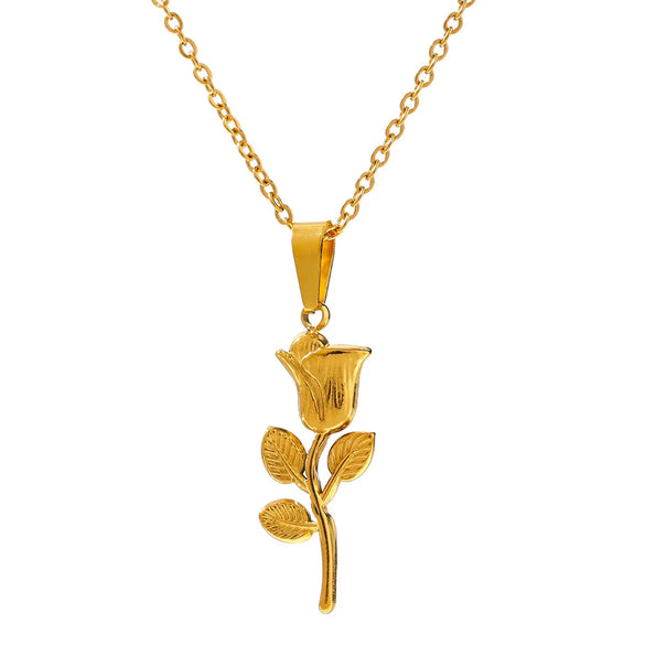 Sweet Flower Titanium Steel Plating Pendant Necklace