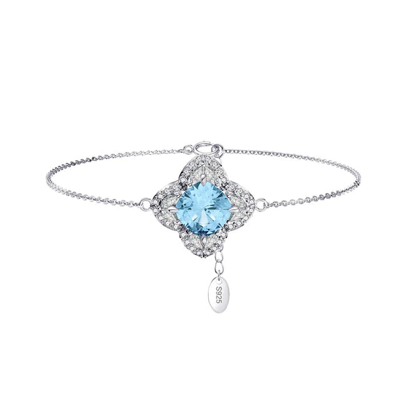 Sweet Four Leaf Clover Sterling Silver Plating Inlay Zircon White Gold Plated Rhodium Plated Silver Plated Bracelets