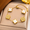 Sweet Four Leaf Clover Titanium Steel Plating 18k Gold Plated Bracelets