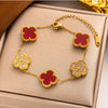 Sweet Four Leaf Clover Titanium Steel Plating 18k Gold Plated Bracelets