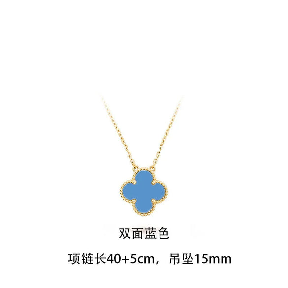 Wholesale Sweet Four Leaf Clover Titanium Steel Plating Inlay Shell Bracelets Necklace Jewelry Set