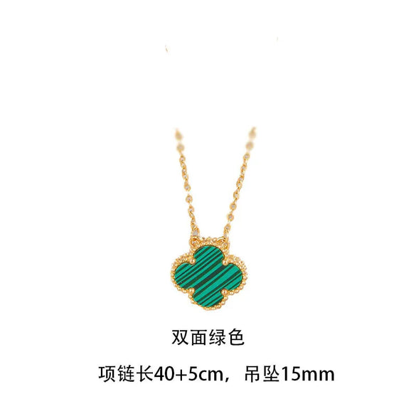 Wholesale Sweet Four Leaf Clover Titanium Steel Plating Inlay Shell Bracelets Necklace Jewelry Set