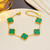 Wholesale Sweet Four Leaf Clover Titanium Steel Plating Inlay Shell Bracelets Necklace Jewelry Set