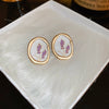 Sweet Fresh Floral Alloy Stud Earrings With Dripping Oil Processing For Women