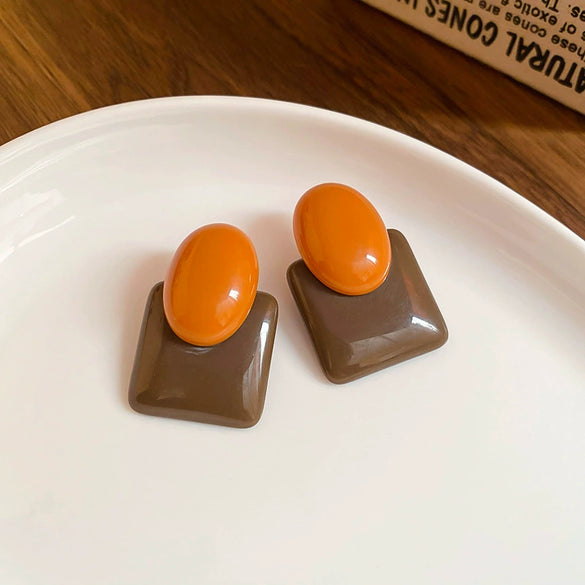 Sweet Fresh Floral Alloy Stud Earrings With Dripping Oil Processing For Women